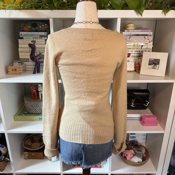 Hollister Co. Y2K 2000s Rare Vintage V-neck Logo Preppy Sweater - Tan Wms Medium - Picture 4 of 9